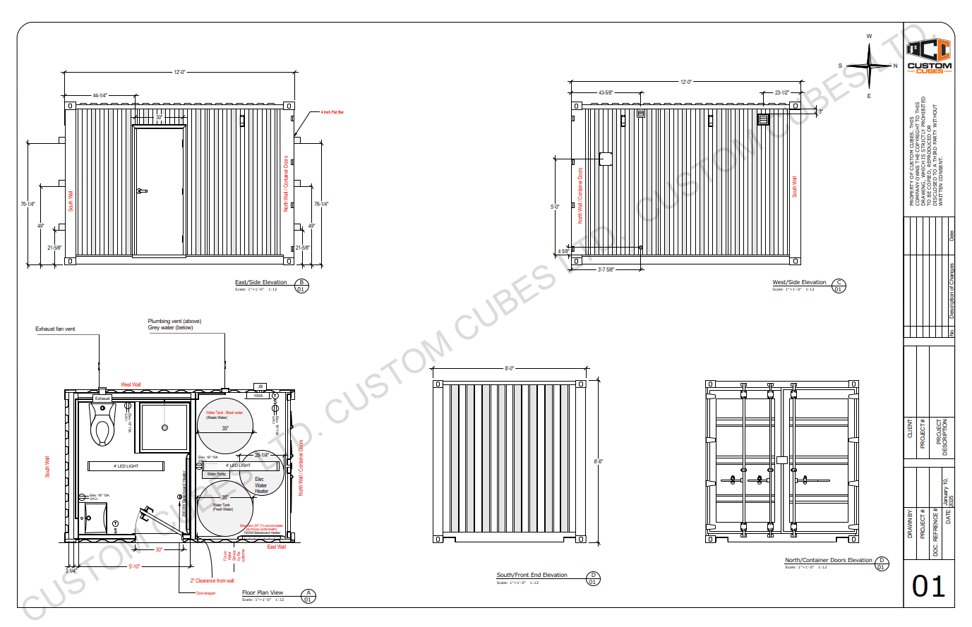 12’ x 8’ Self- Contained Lavatory - Custom Cubes