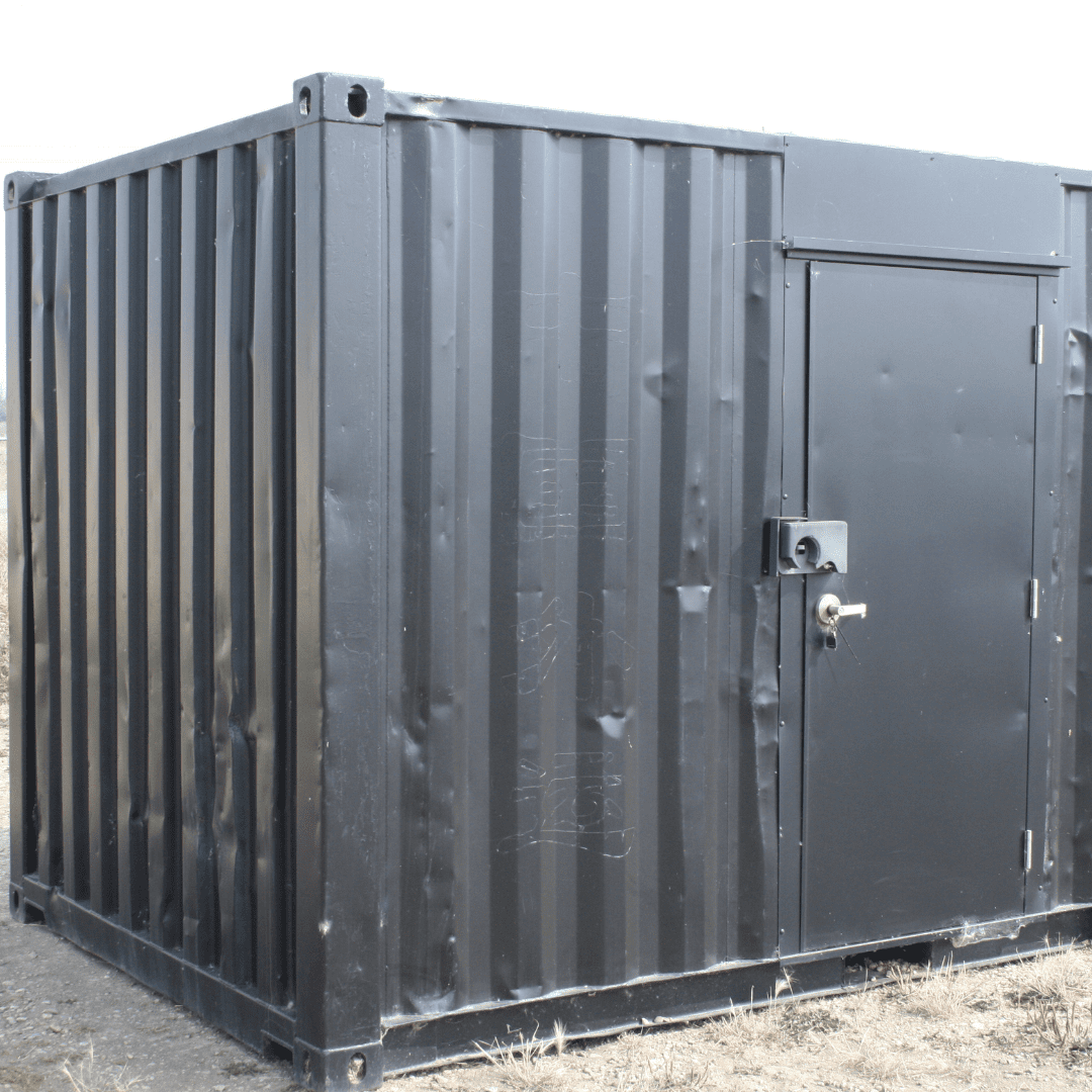 10′ Used Cutdown with Man Door – Black - Custom Cubes