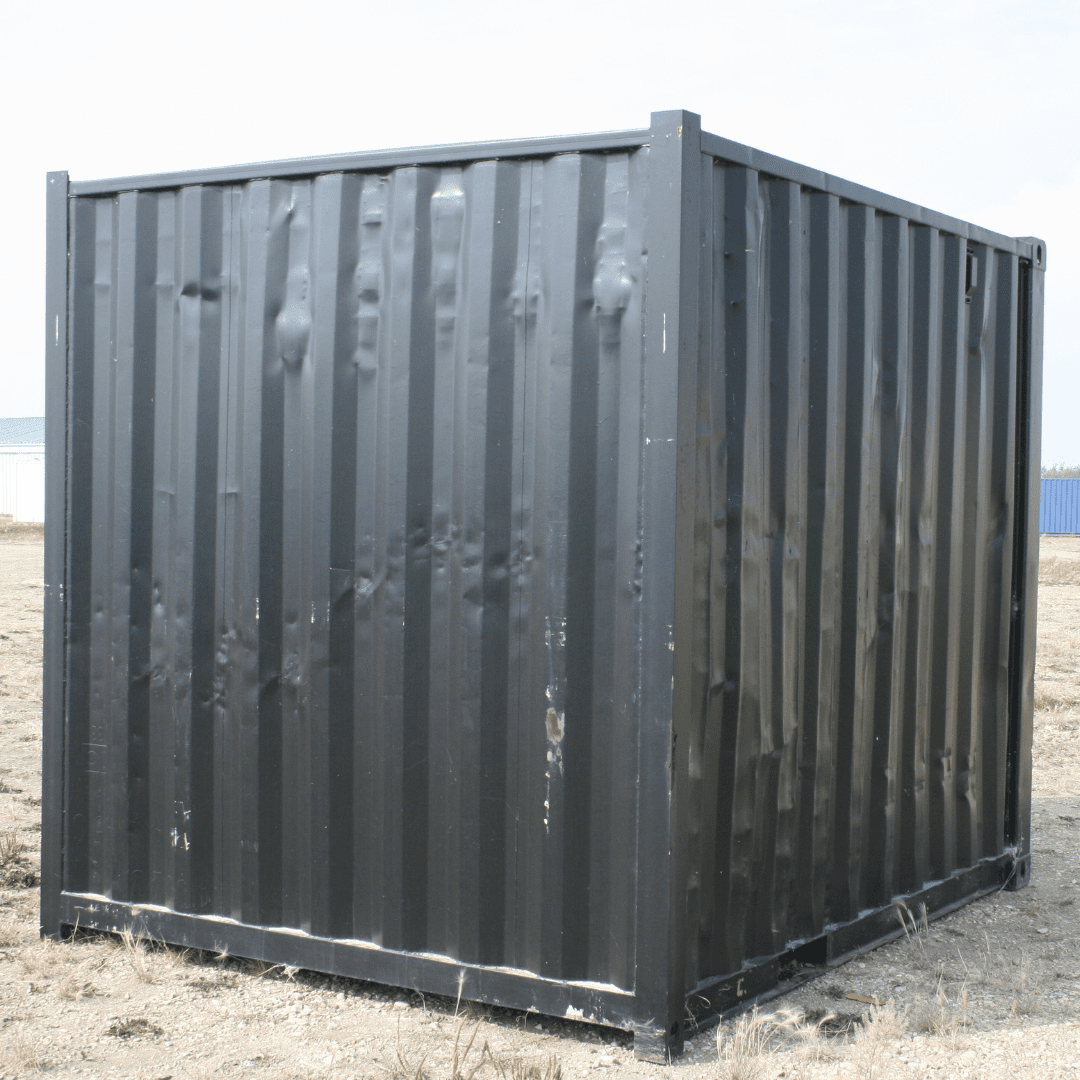 10′ Used Cutdown with Man Door – Black - Custom Cubes