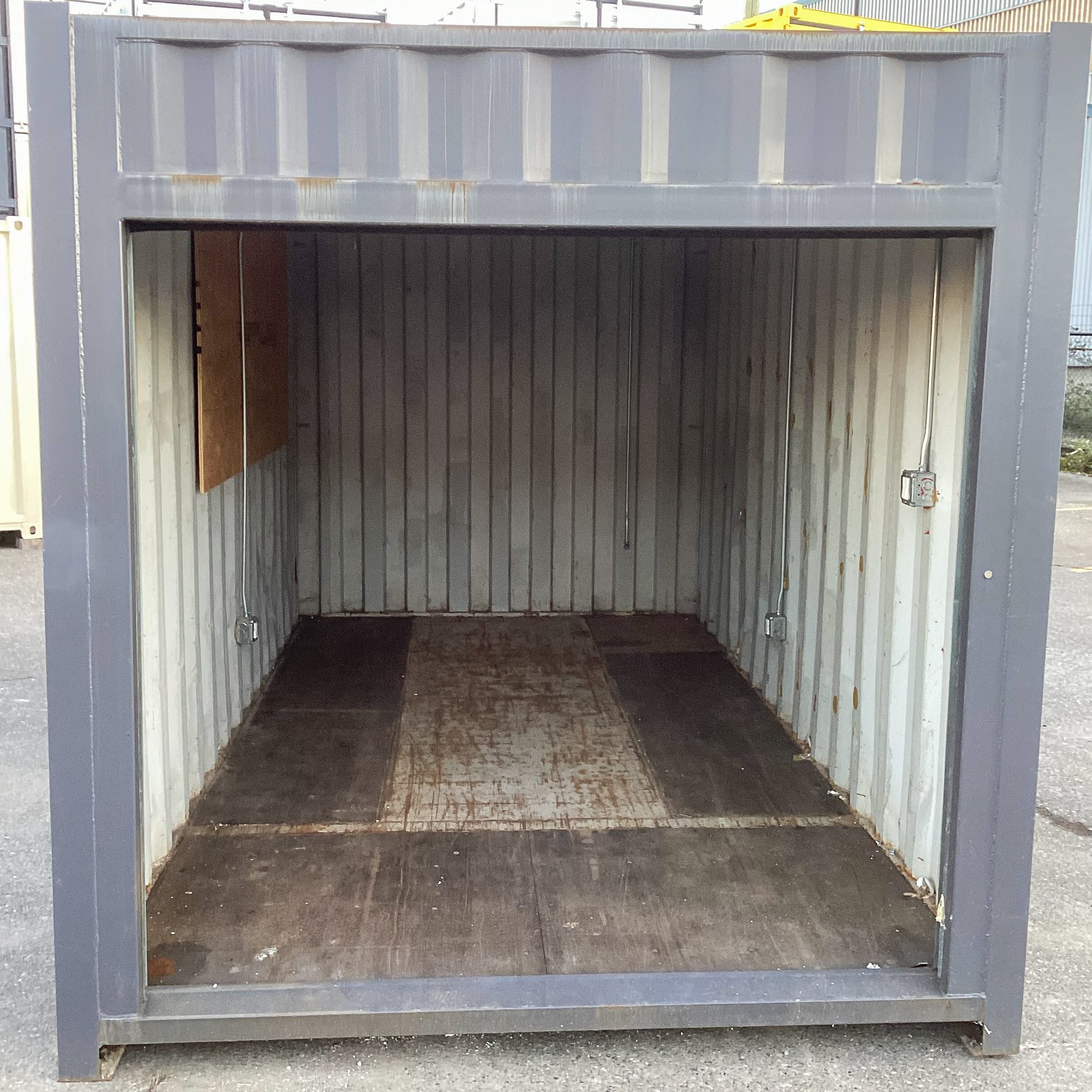 15’ Custom Modified Container – Roll-Up Door, Electrical, & Painted Finish - Custom Cubes