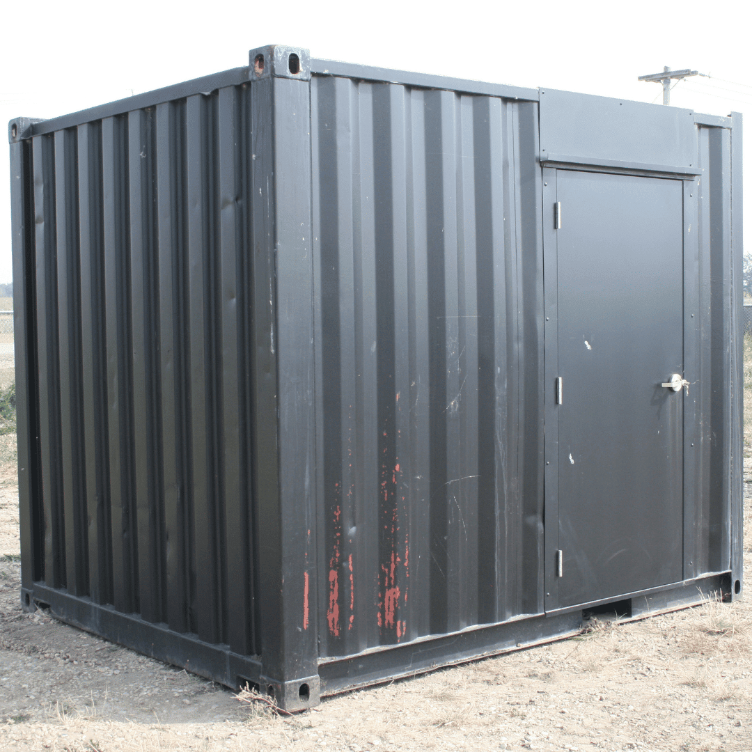 10′ Used Cutdown with Man Door – Black - Custom Cubes