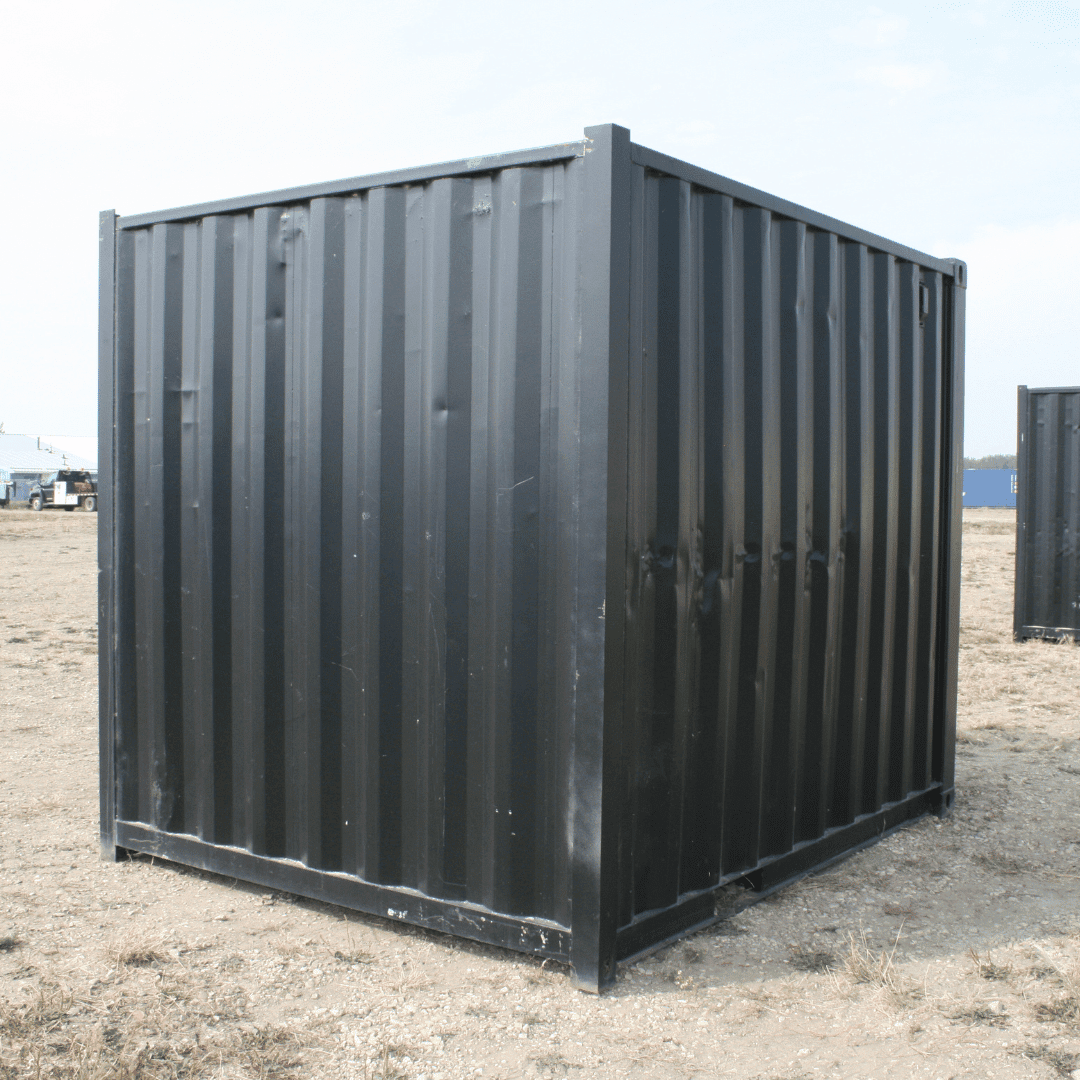 10′ Used Cutdown with Man Door – Black - Custom Cubes