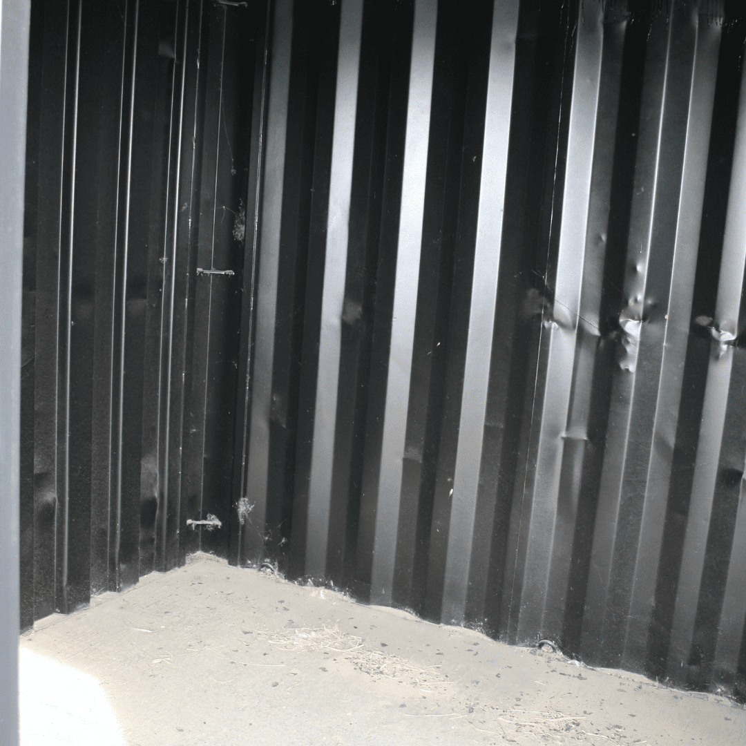 10′ Used Cutdown with Man Door – Black - Custom Cubes