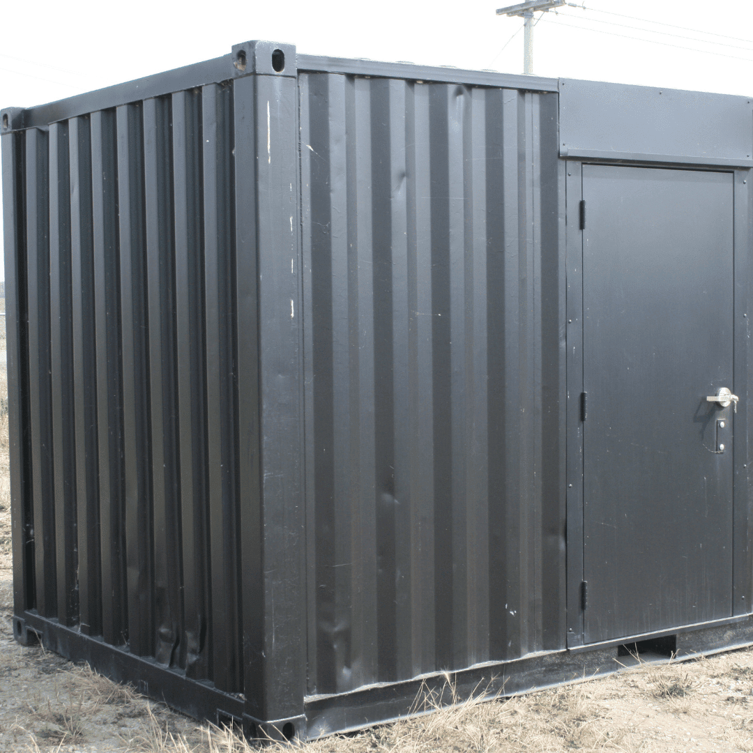 10′ Used Cutdown with Man Door – Black - Custom Cubes