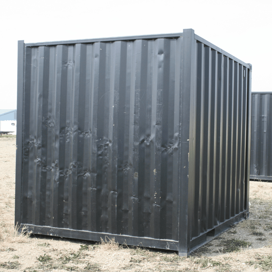 10′ Used Cutdown with Man Door – Black - Custom Cubes