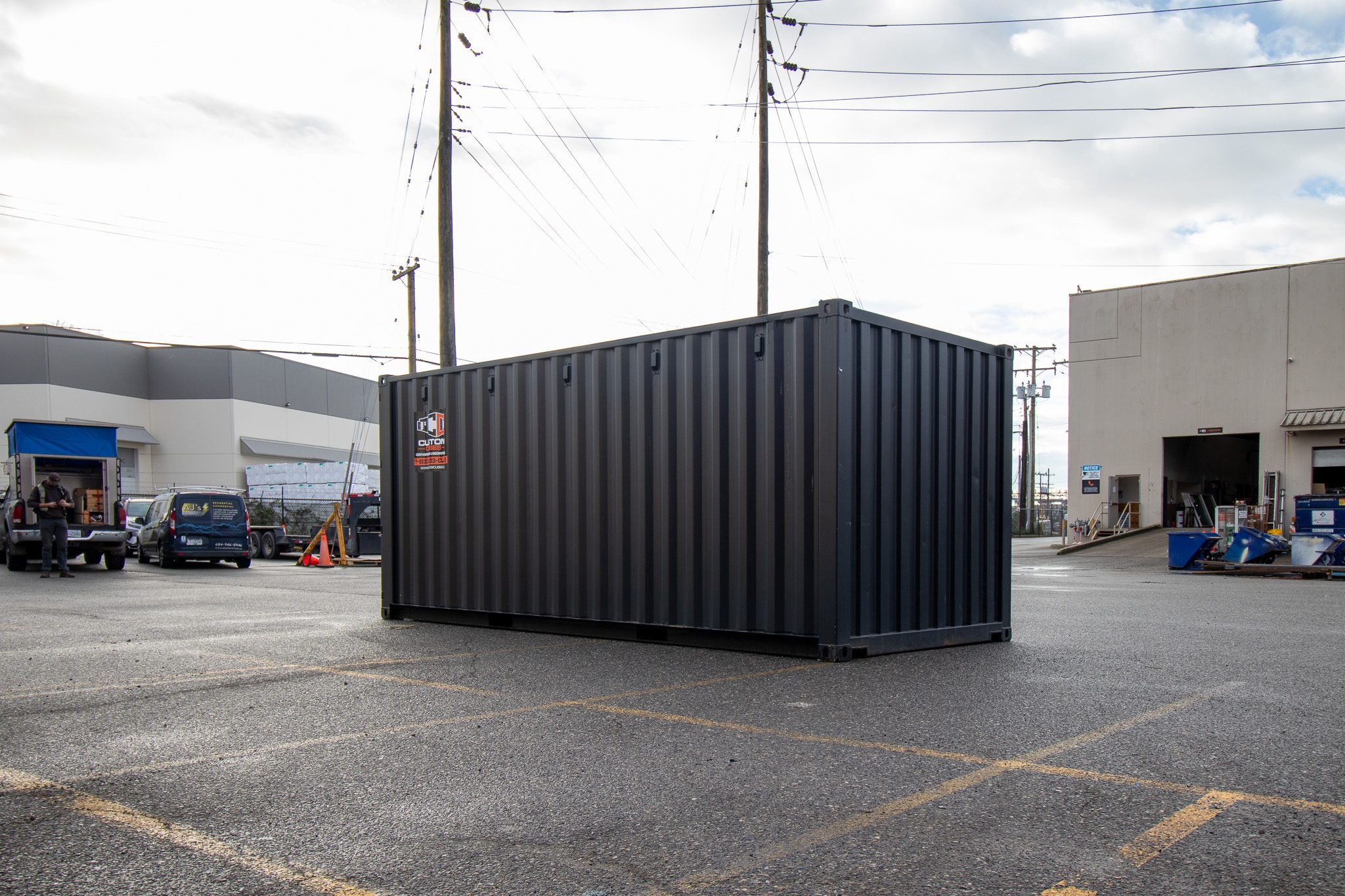 20’ New (1-trip) Container – Painted black - Custom Cubes