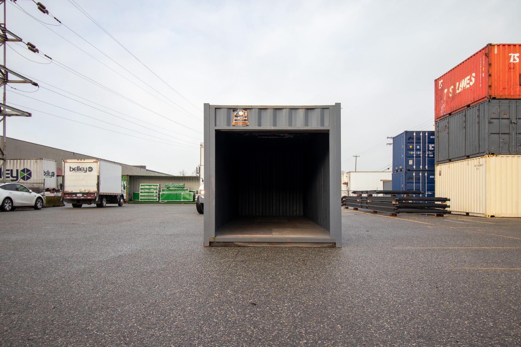 26′ Used Container with Roll up – Painted Grey - Custom Cubes