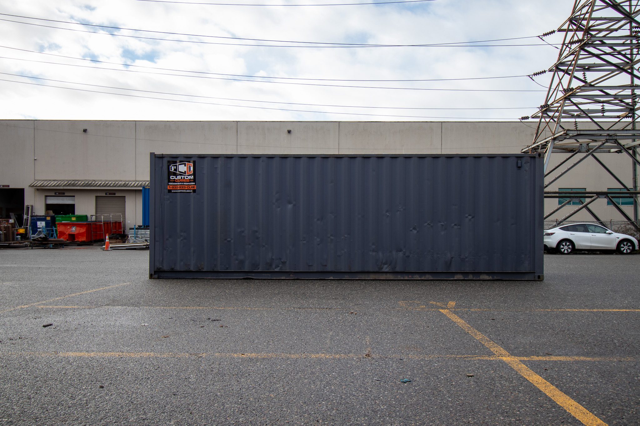 26′ Used Container with Roll up – Painted Grey - Custom Cubes