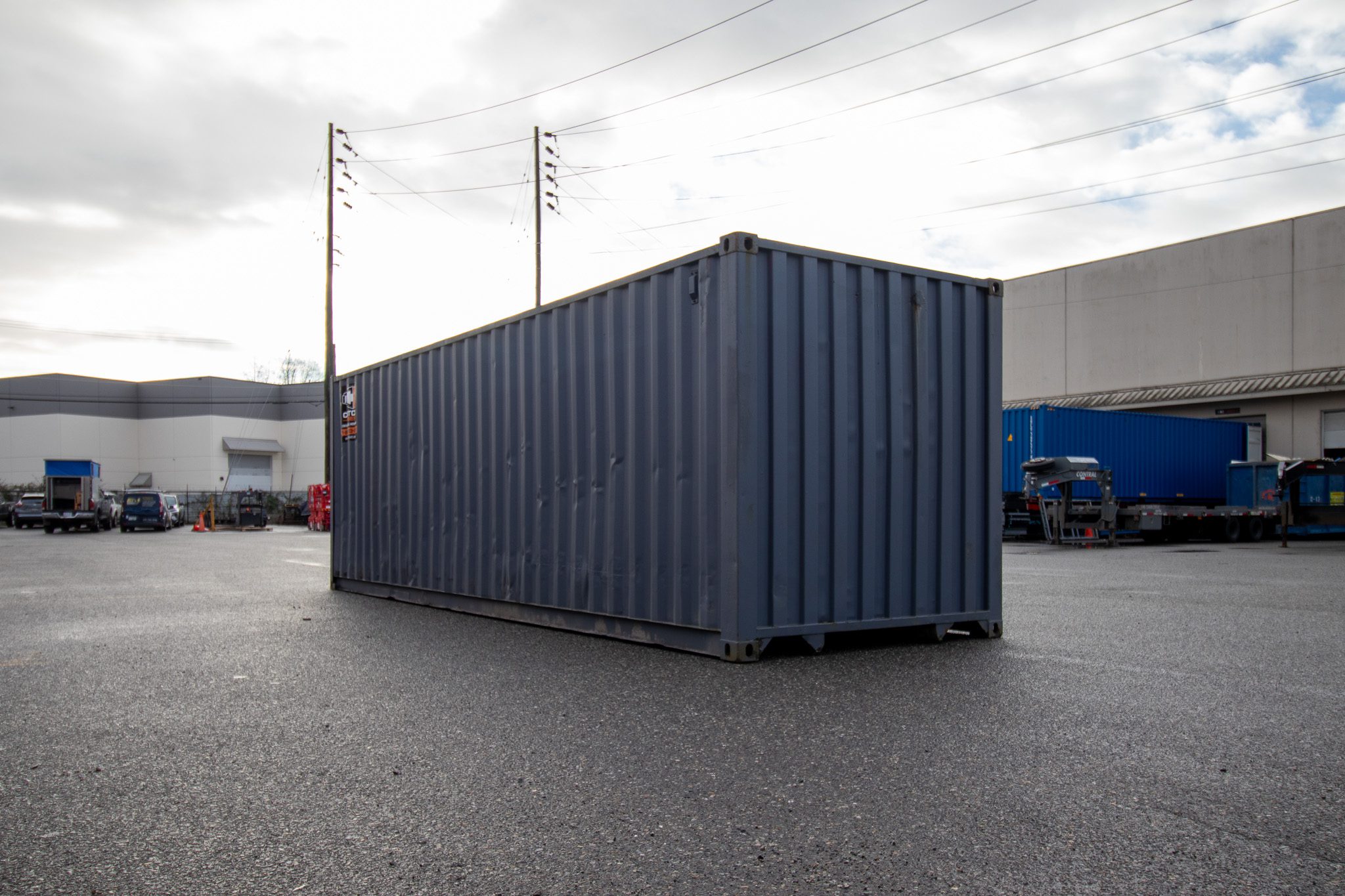 26′ Used Container with Roll up – Painted Grey - Custom Cubes