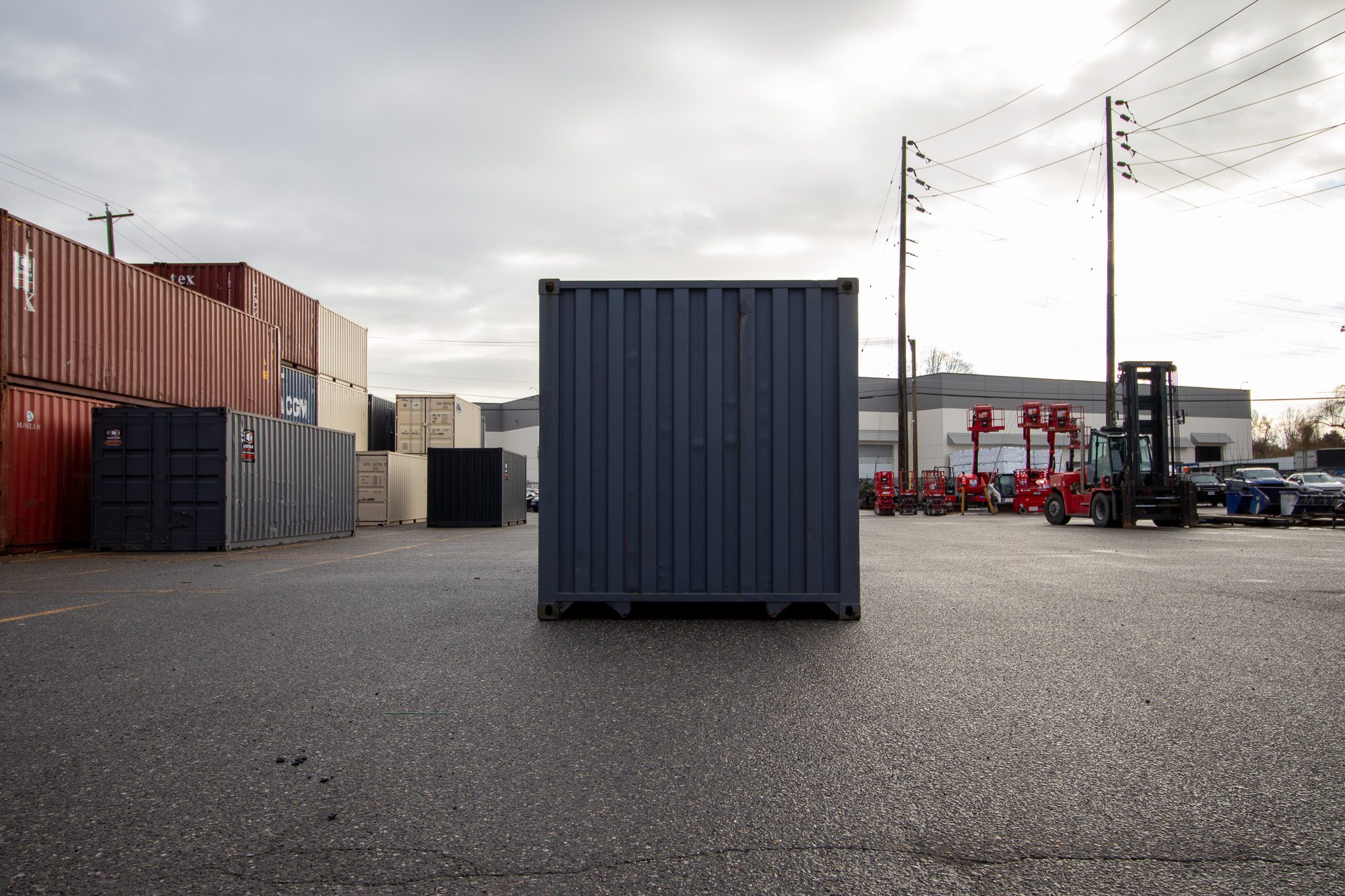 26′ Used Container with Roll up – Painted Grey - Custom Cubes