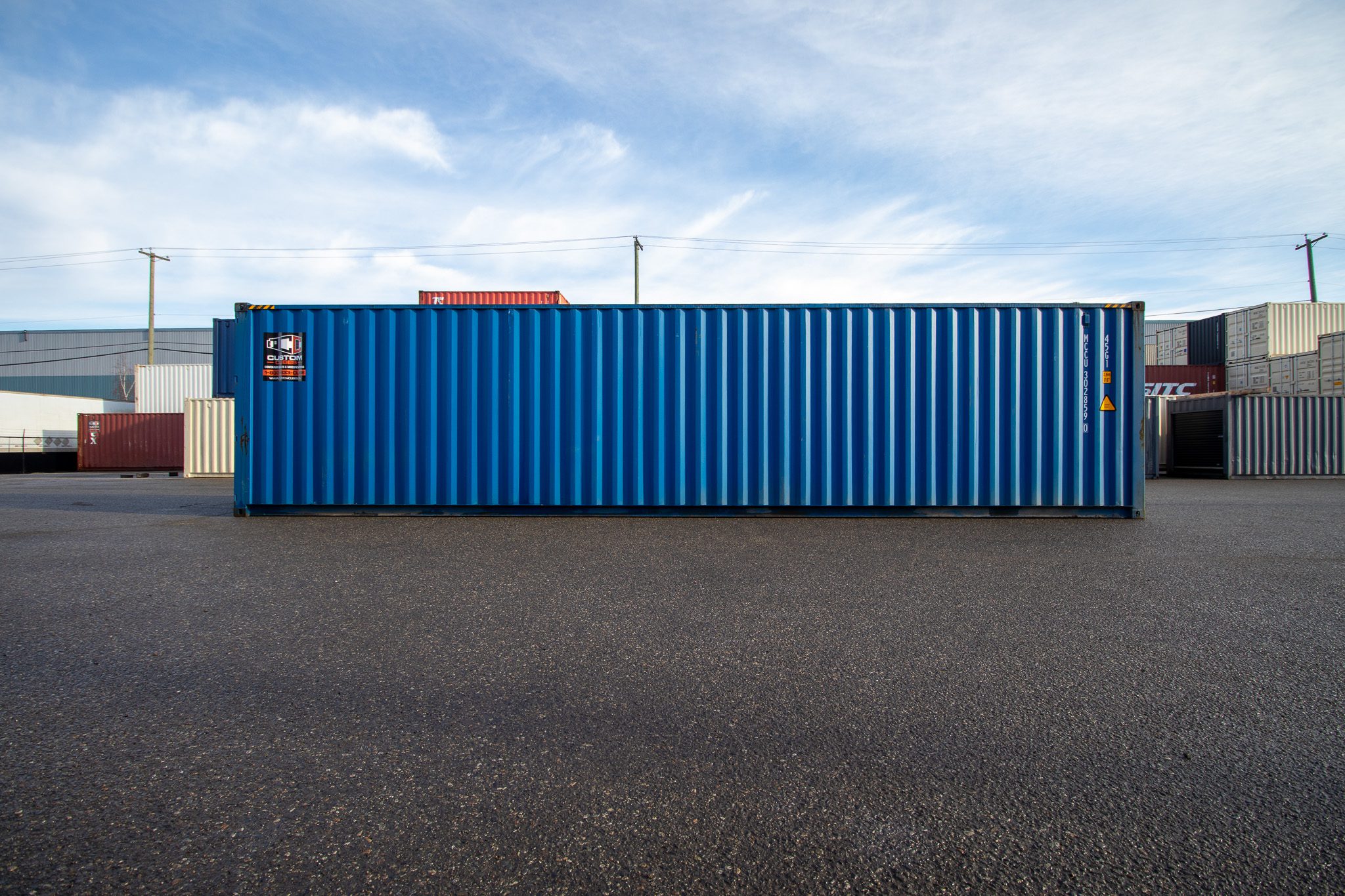 40′ HC New (1-trip) Shipping Container Blue - Custom Cubes