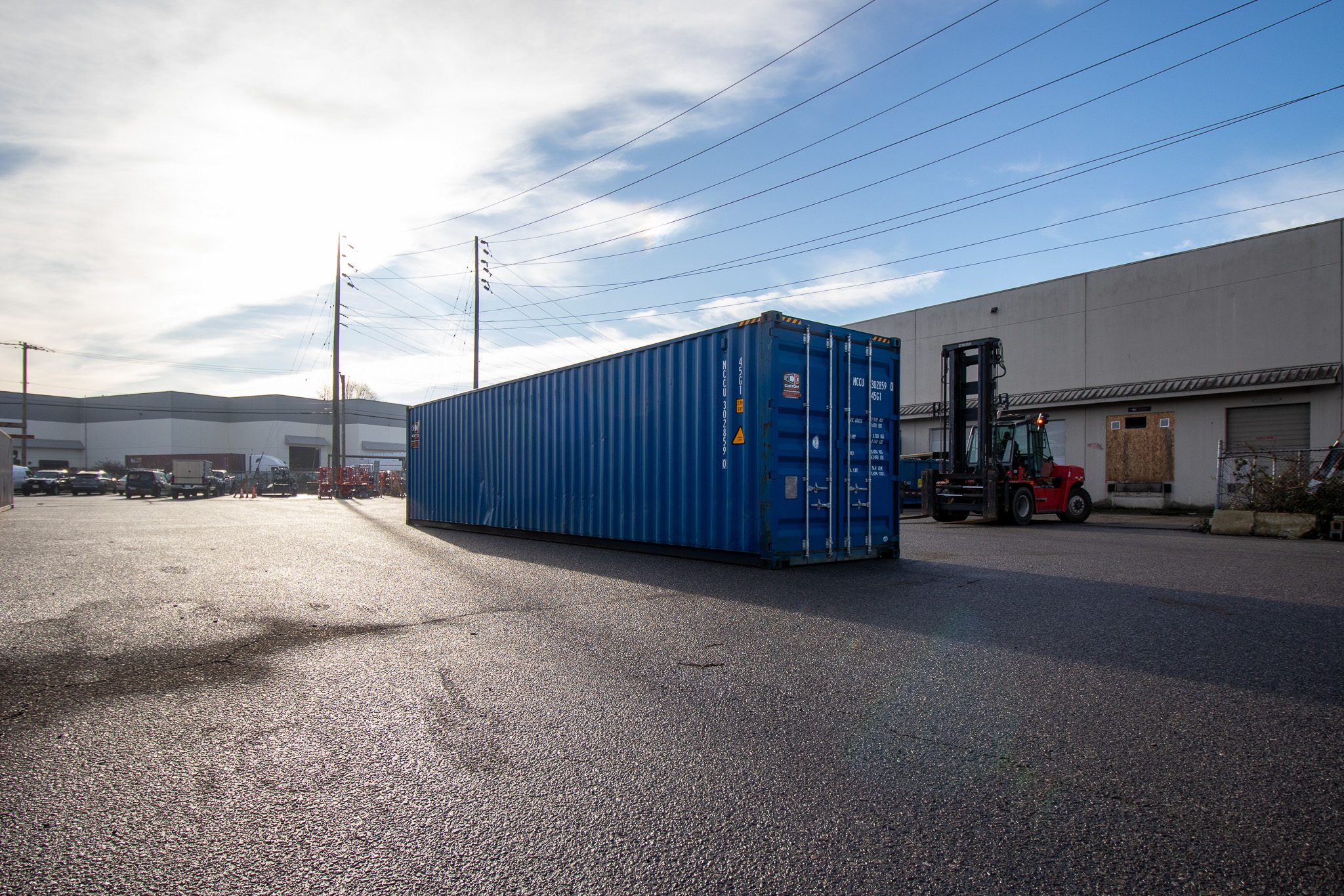 40′ HC New (1-trip) Shipping Container Blue - Custom Cubes