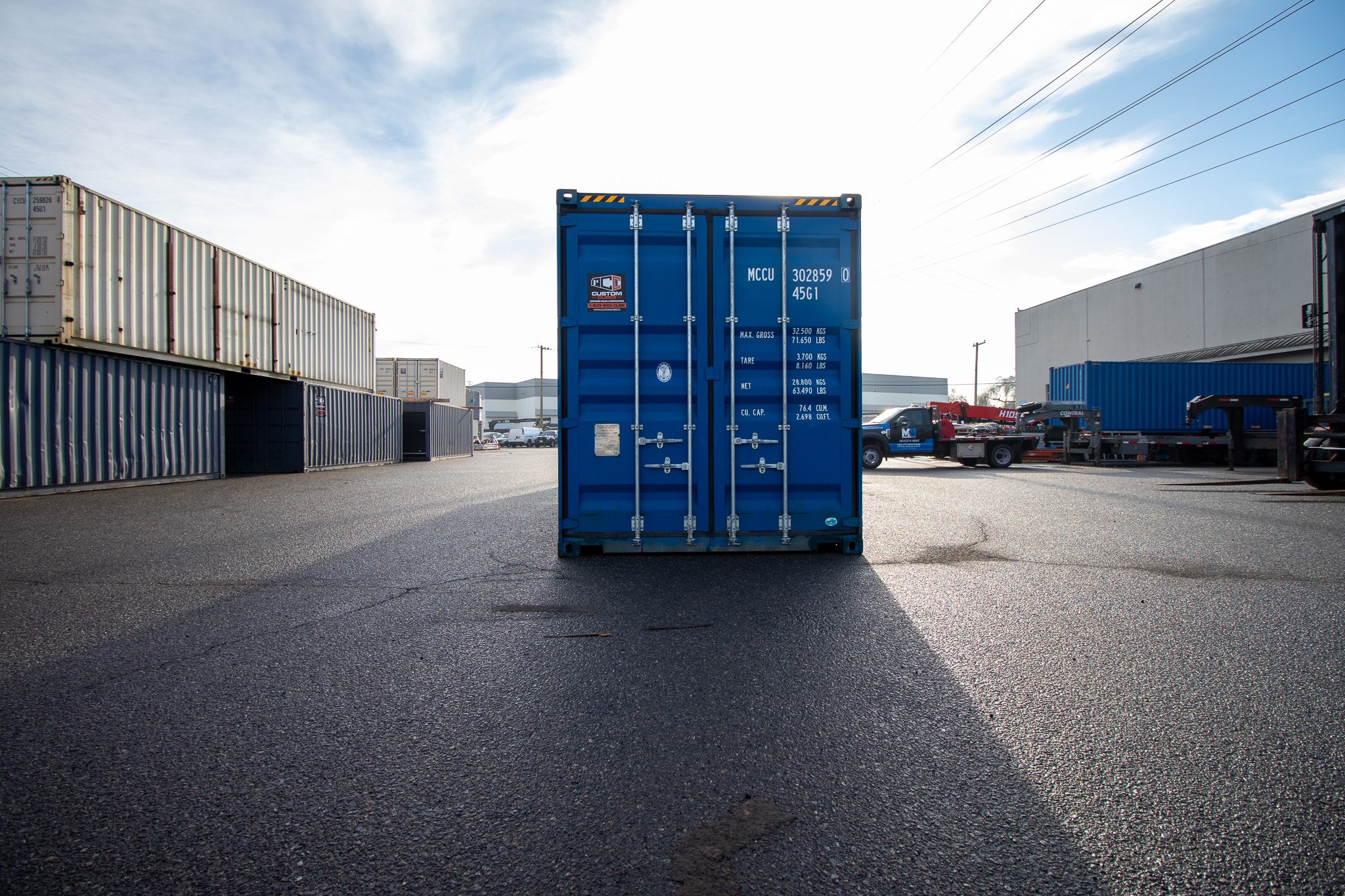 40′ HC New (1-trip) Shipping Container Blue - Custom Cubes